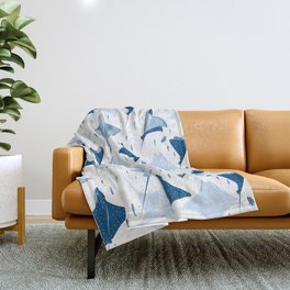 Blue stingrays // white background Throw Blanket