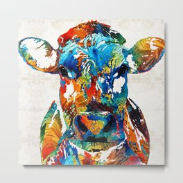 Colorful Cow Art - Mootown - By Sharon Cummings Metal Print | Cows, Texas, Animal, Pettingzoo, Cuteanimals, Painting, Milk, Farming, Cow, Farmanimals 