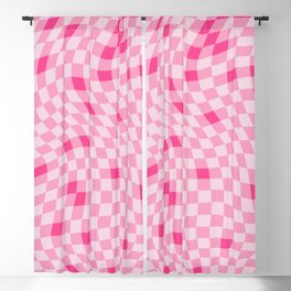 Pink Swirled Checker Blackout Curtain