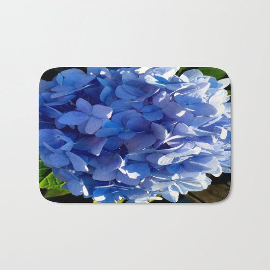 Blue Hydrangia Flower Blossom Bath Mat