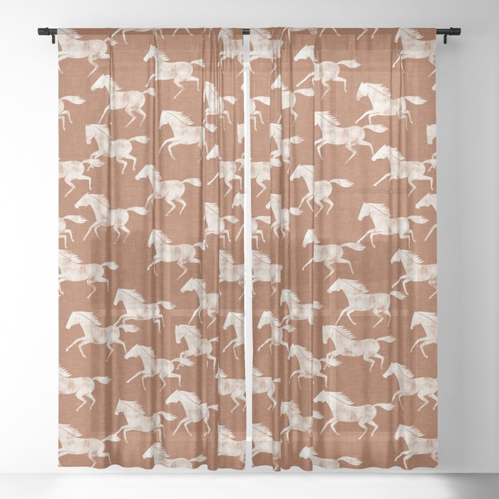 wild horses - ginger orange Sheer Curtain