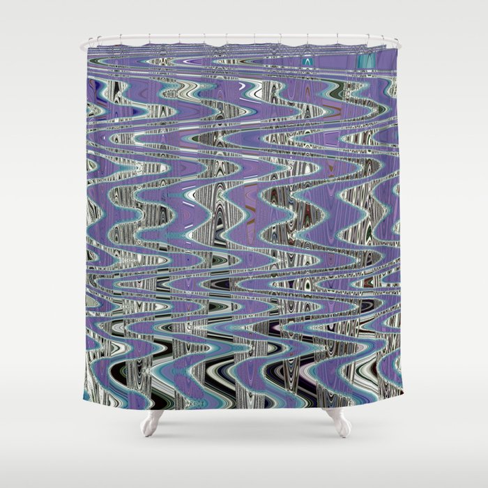 Black And White Abstraction With Purple Shower Curtain