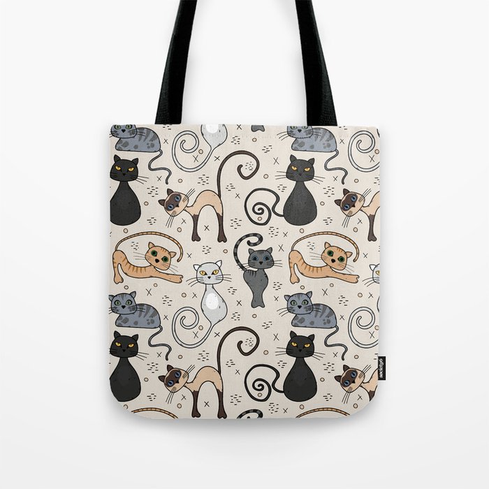 Cat lovers pattern with cute kittens Tote Bag
