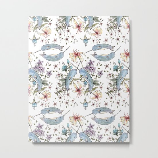 Narwhal pattern Metal Print