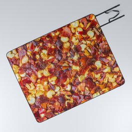 Red Hot Pepper Chili Flakes, Spicy Food Photograph Pattern Picnic Blanket