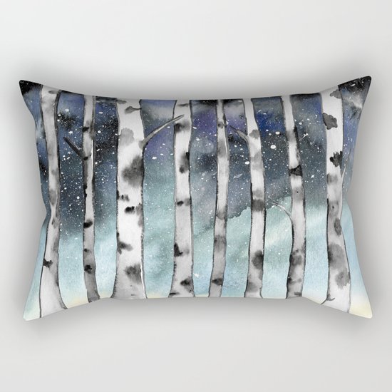 Birch Shadows In Winter Rectangular Pillow