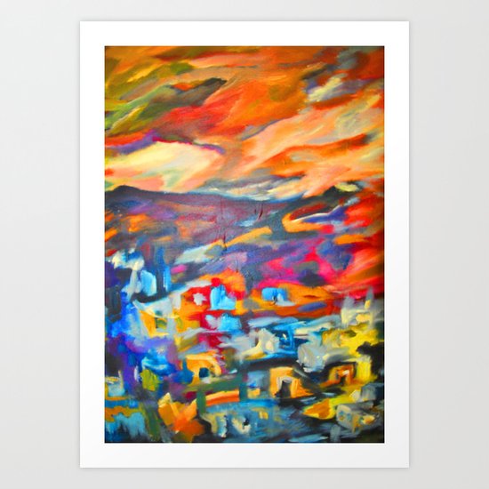 My Village | Colorful Small Mountainy Village Art Print