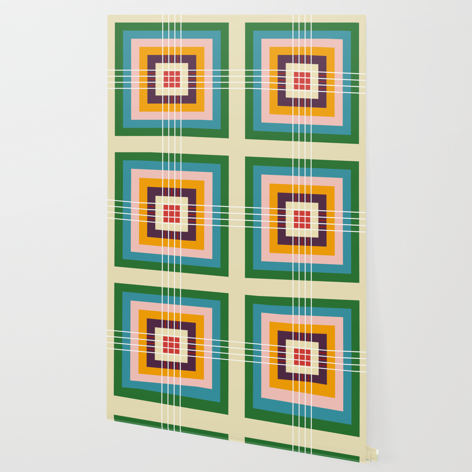 Retro Colored Abstract Shapes Wallpaper By Alphaomega Society6