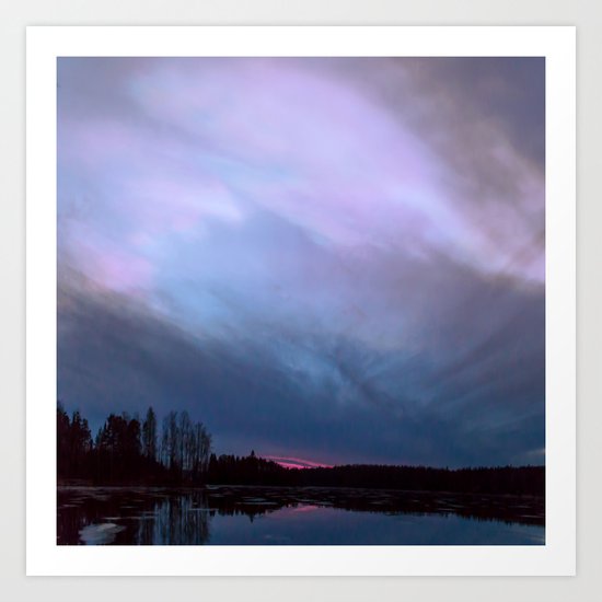 Sunset in winter evening Art Print