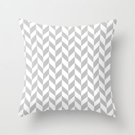 Herringbone (Gray & White Pattern) Throw Pillow
