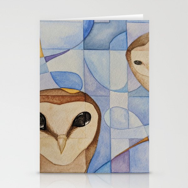 Not What They Seem Owls Geometric Abstract Stationery Cards