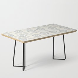 Abstract Scandinavian Flowers Pattern Blue and Ivory Coffee Table