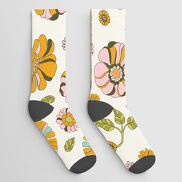 70's Retro Floral Pattern Socks