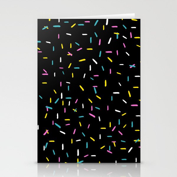 Colorful Sprinkles Jimmies on Black Background Playful Simple Pattern Stationery Cards