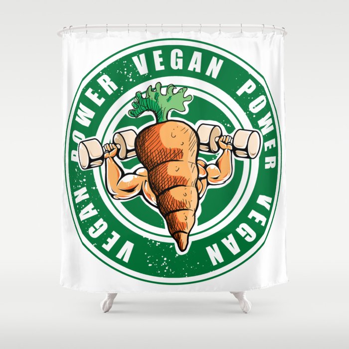 Vegan Power Workout Muscle Carrot Gym Work Shower Curtain
