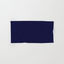 [ Thumbnail: Midnight Blue and Black Colored Pattern of Stripes Hand & Bath Towel ]
