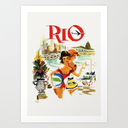 Rio de Janeiro Vintage Travel Poster 1930s / Travel Art Poster / Rio Wall Art / Brazil Art Print