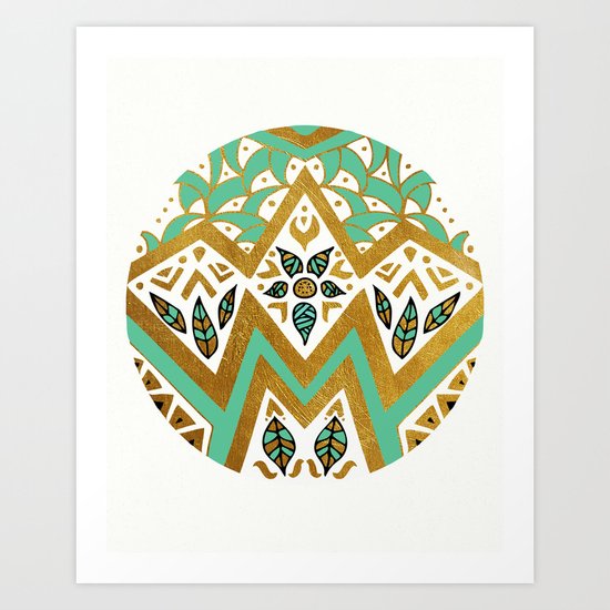 Golden Nature Mandala Art Print
