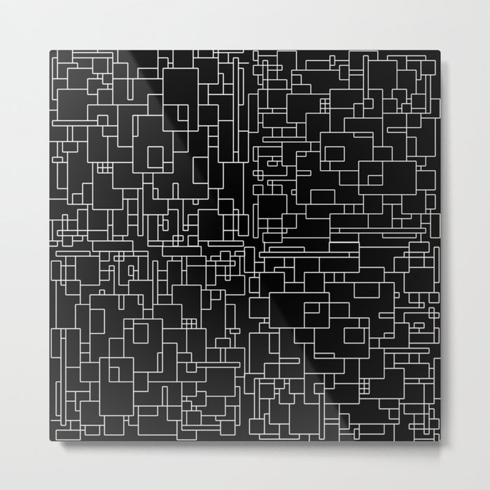 Circuitry - Abstract, geometric, black and white Metal Print