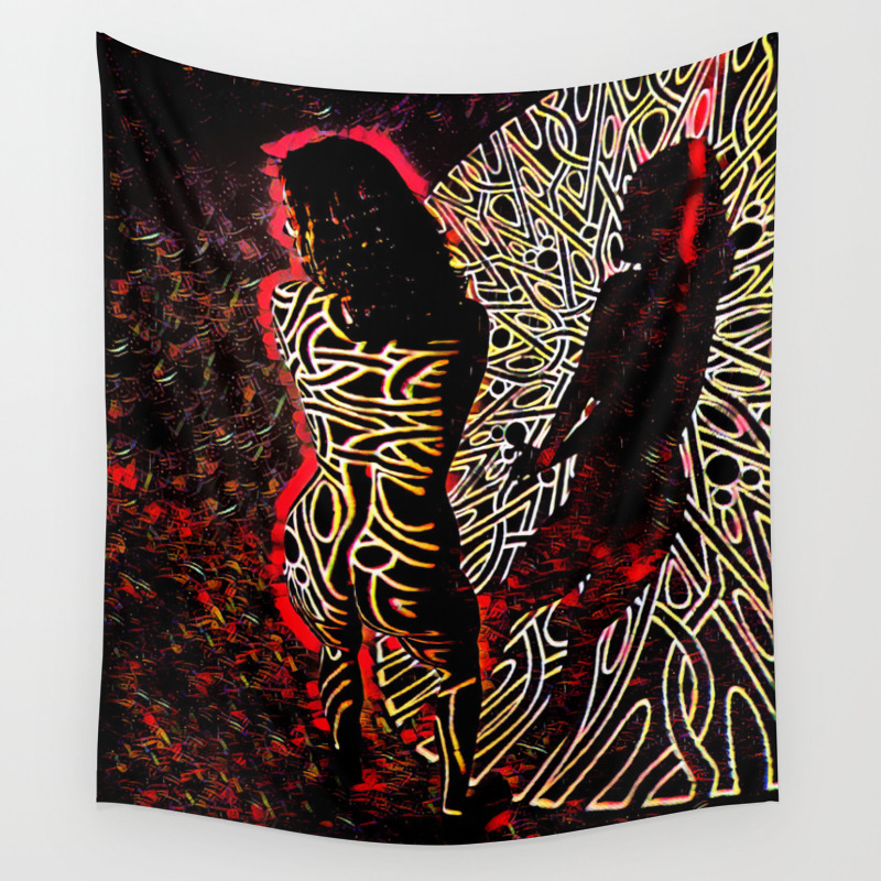 9255 Kma Abstract Fine Art Nude Woman In Red Wall Tapestry By