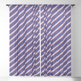 [ Thumbnail: Lavender, Salmon & Midnight Blue Colored Lines/Stripes Pattern Sheer Curtain ]