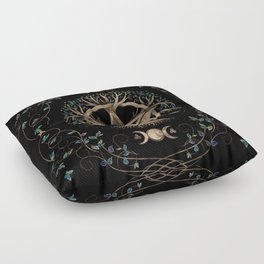 Tree of Life Pentagram Moon Ornament Floor Pillow