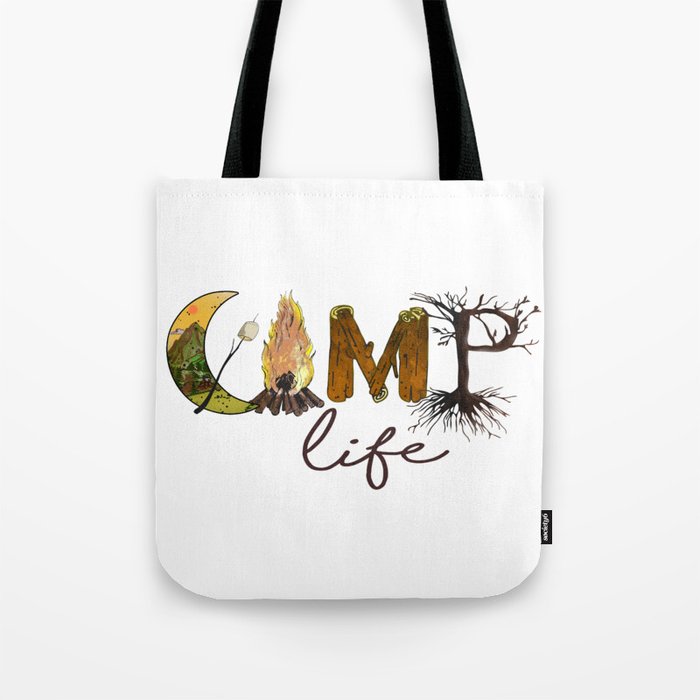 Camp Life Adventure Illustration Tote Bag