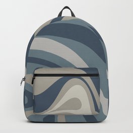 New Groove Retro Swirl Abstract Pattern in Neutral Blue Grey Tones Backpack