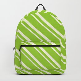 [ Thumbnail: Green and Beige Colored Lines Pattern Backpack ]