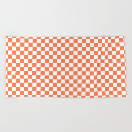 Checker (Coral/White) Beach Towel