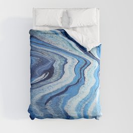 Blue Geode Sparkle: Acrylic Pour Painting Comforter