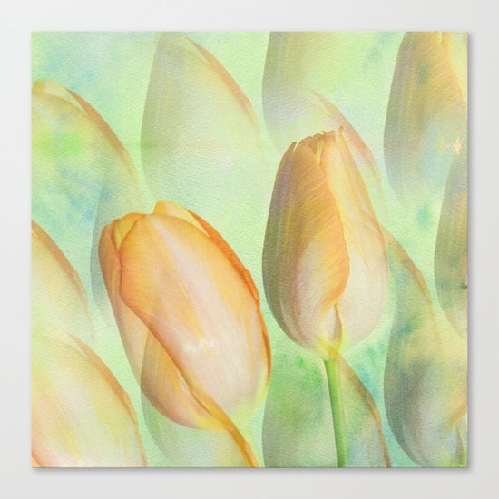 Water colour Spring Tulips Canvas Print