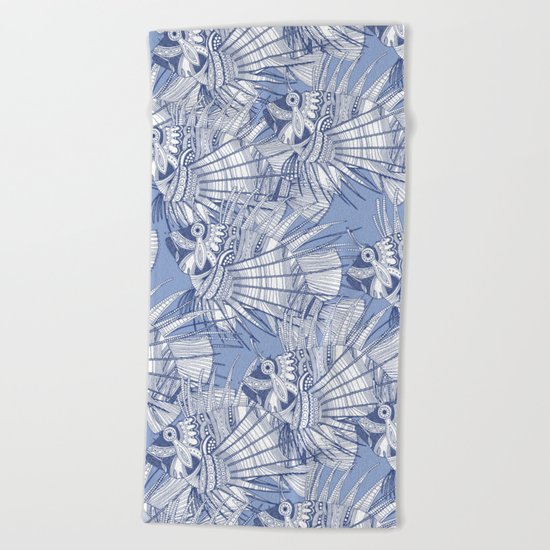fish mirage blue Beach Towel