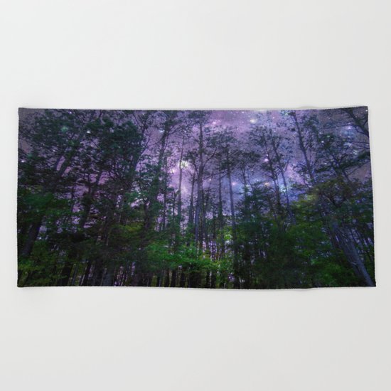 Mystic Forest : Purple Space Beach Towel