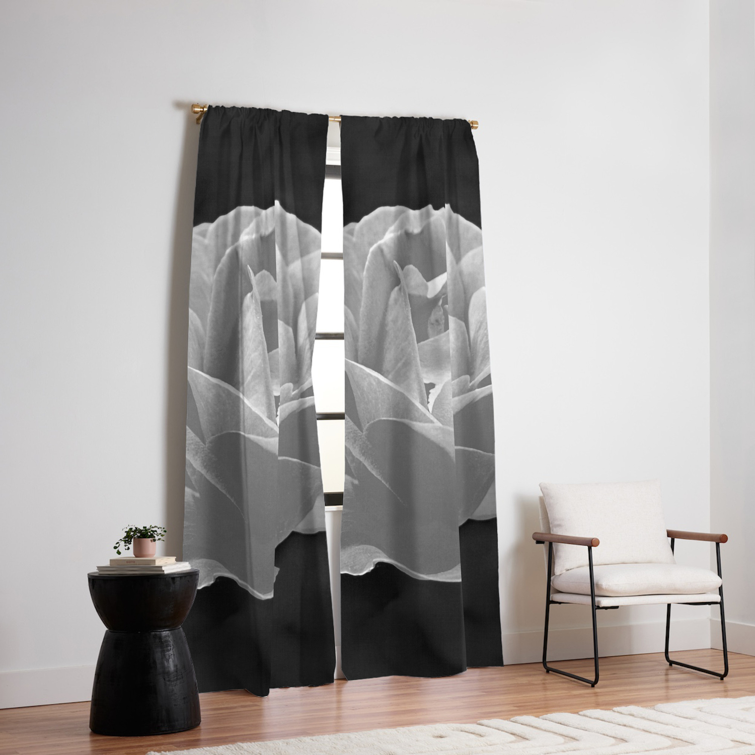 Silver Satin Rose My Love For You Blackout Curtain By