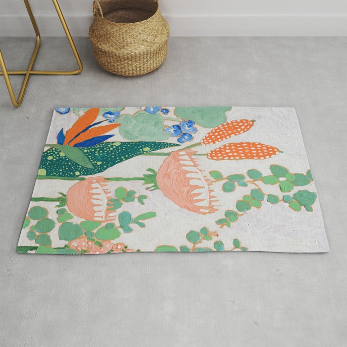 Proteas and Birds of Paradise Painting Rug