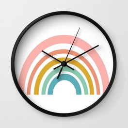 Simple Happy Rainbow Art Wall Clock