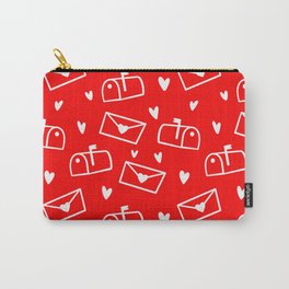 Love Letter - Red Carry-All Pouch | February, Mail, Drawing, Pattern, Digital, Valentine, Hearts, Love, Vday, Loveletter 