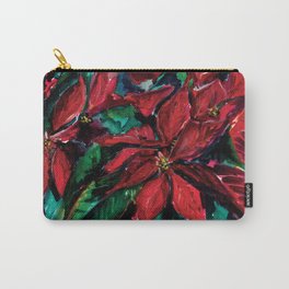 Red Christmas Flower Poinsettia floral painting watercolor Carry-All Pouch