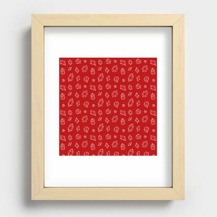 Red and White Gems Pattern Recessed Framed Print
