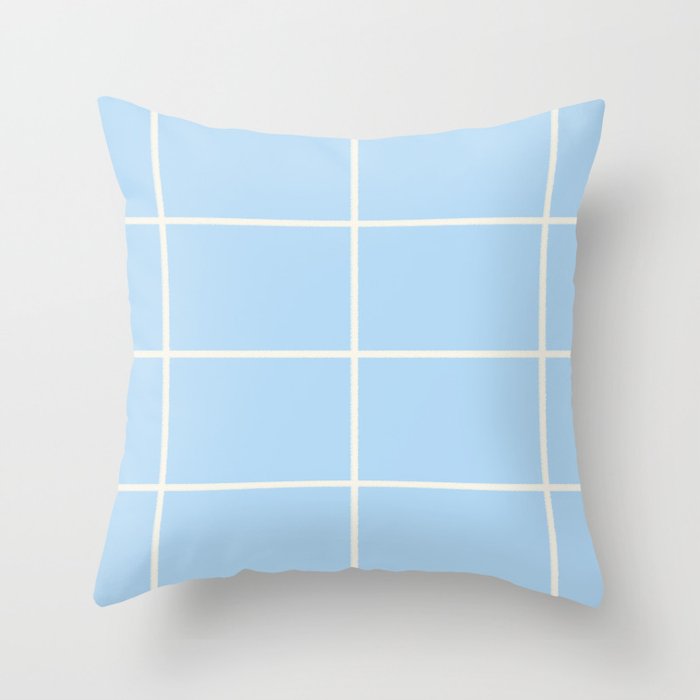 Baby Blue Off-White Criss Cross Stripe Pattern 2021 Color of the Year Wild Blue Yonder Swiss Coffee Throw Pillow