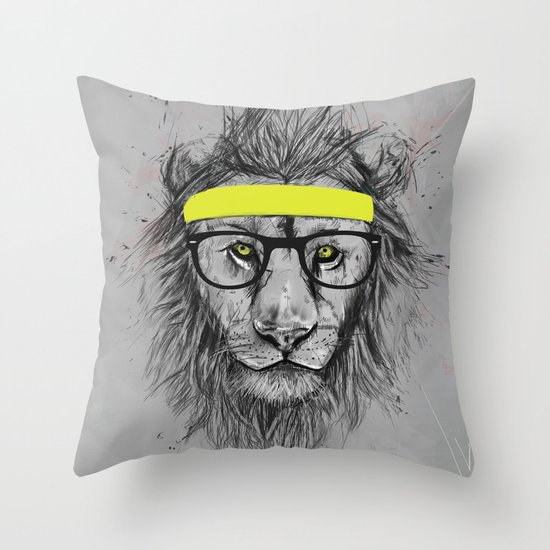 hipster lion Throw Pillow