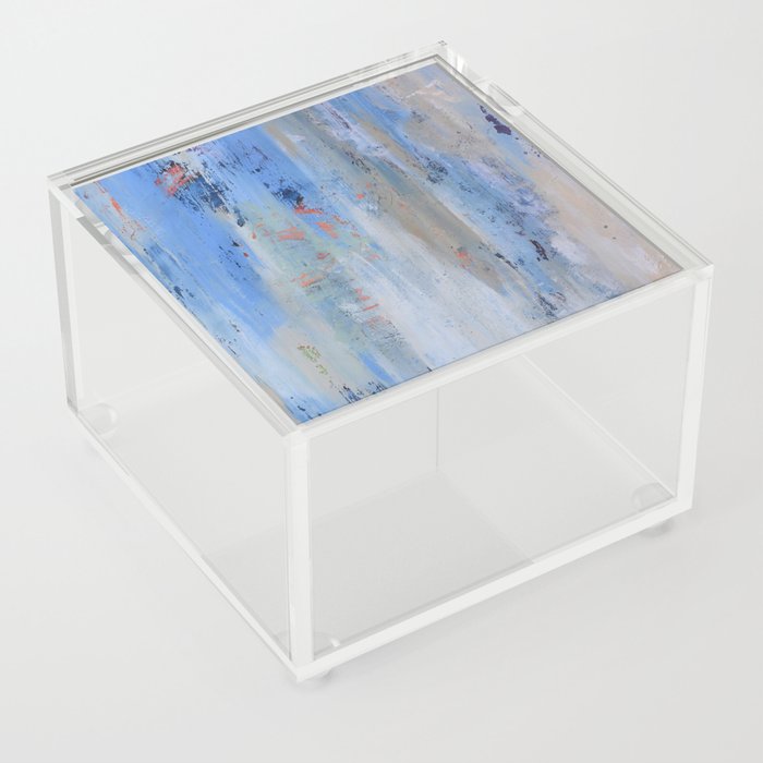 Blue sage gray water coastline abstract Acrylic Box