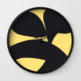 Abstract Minimal Flower Yellow and Black Wall Clock