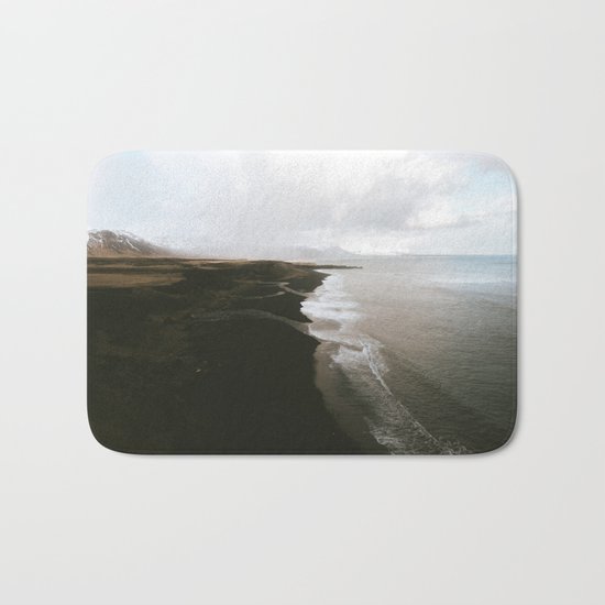 Moody black sand beach in Iceland - Landscape Photography Bath Mat