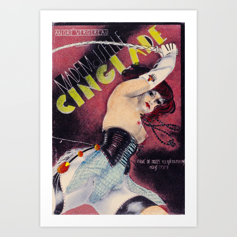 Vintage Hand Colored Breast Corset Woman Whip Art Print By