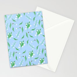 lily of the valley and ladybird blue pattern Stationery Card