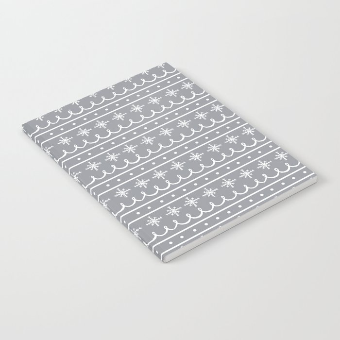 Gray Snowflake Pattern | Christmas Decorations Notebook