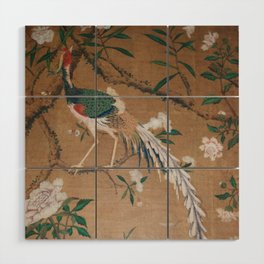Antique French Chinoiserie in Tan & White Wood Wall Art