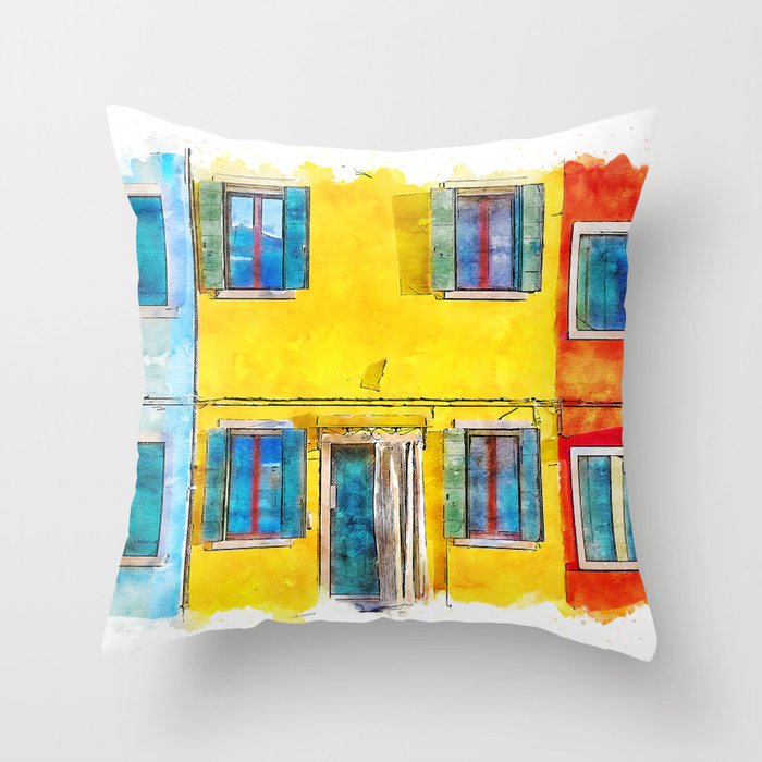 Burano, Italy Throw Pillow